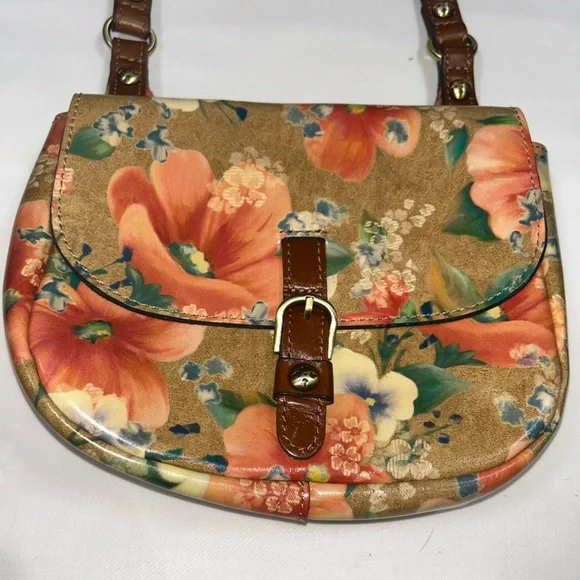Patricia Nash glazed leather floral studded messenger crossbody - Picture 3 of 16